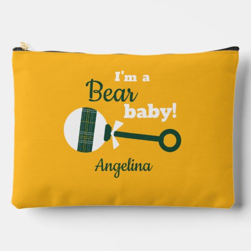 Green and Yellow Plaid Rattle Bear Accessory Pouch
