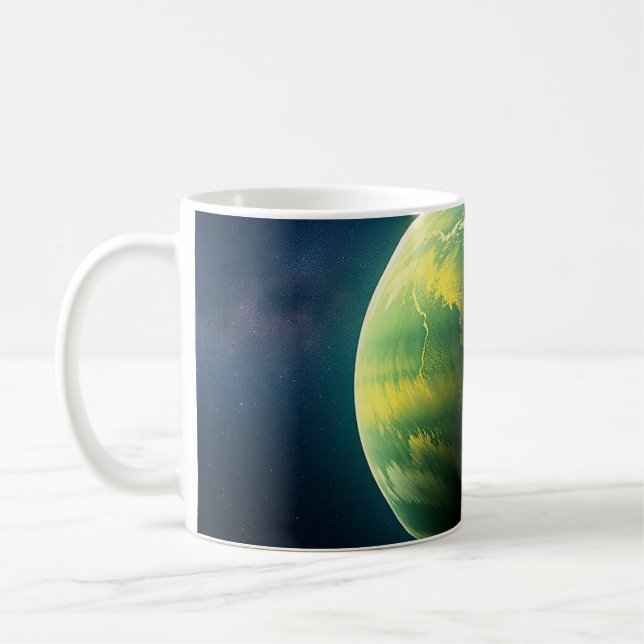 Green and Yellow Planet Coffee Mug (Left)
