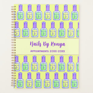 Green and Yellow Polish Nail Salon Personalized Planner