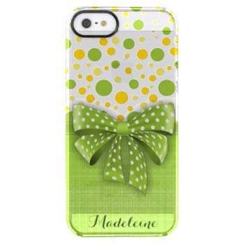 Green And Yellow Polka Dots  Spring Green Ribbon Clear Iphone Se/5/5s Case by LifeInColorStudio at Zazzle