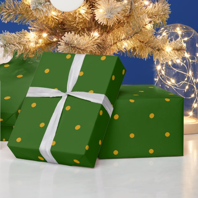 Green and yellow Polka Dots  Wrapping Paper (Holidays)