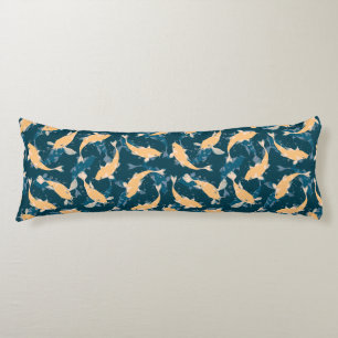 Green And Yellow Repeat Motif Koi Fish Pattern Body Pillow