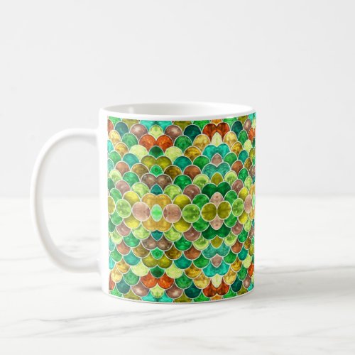 Green and Yellow Scales Pattern Coffee Mug