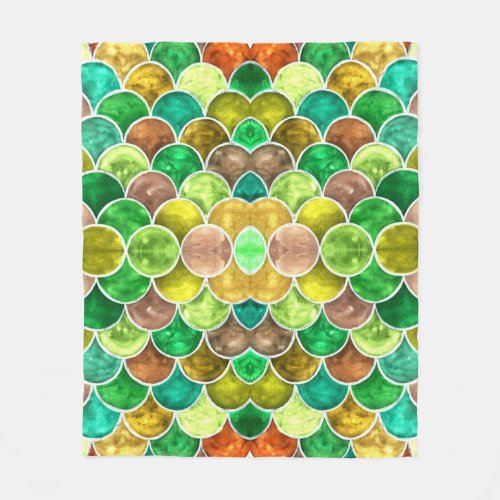 Green and Yellow Scales Pattern Fleece Blanket