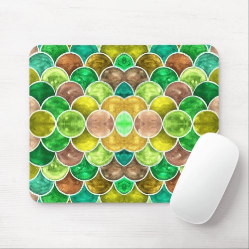 Green and Yellow Scales Pattern Mouse Pad
