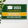 Green and Yellow School Colors Graduation Banner