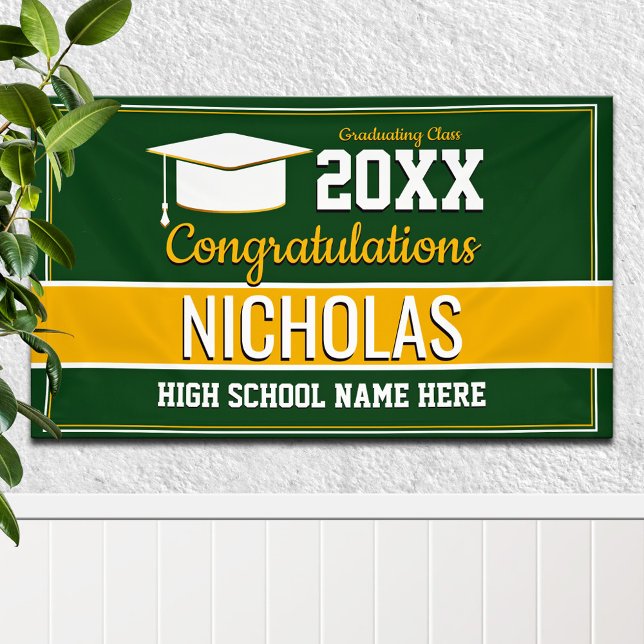 Green and Yellow School Colors Graduation Banner (Creator Uploaded)