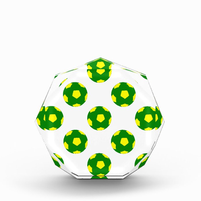Green and Yellow Soccer Ball Pattern Acrylic Award