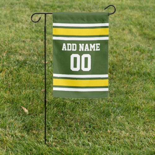 Green and Yellow Sports Jersey Custom Name Number Garden Flag