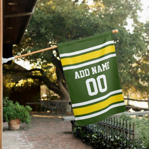 Green and Yellow Sports Jersey Custom Name Number House Flag