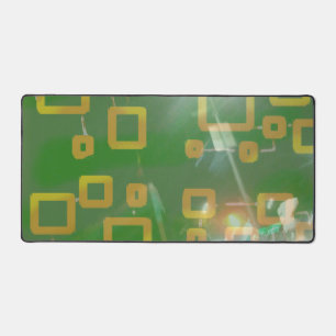 Green and Yellow Squares Geometric Desk Mat