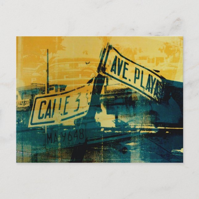 Green and Yellow Street Sign Postcard (Front)