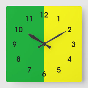 Green and Yellow Striped Square Wall Clock