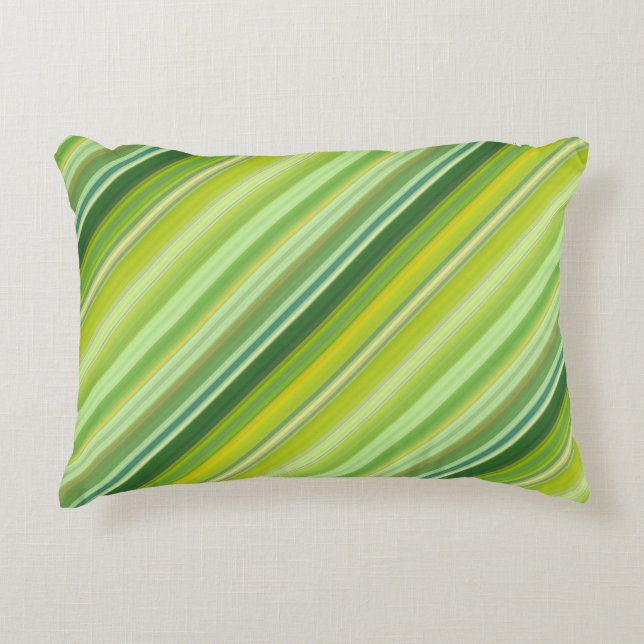 Green and Yellow stripes Accent Pillow (Front)