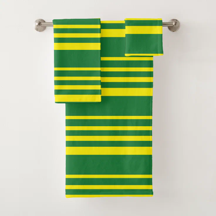 Green and yellow stripes bath towel set | Zazzle