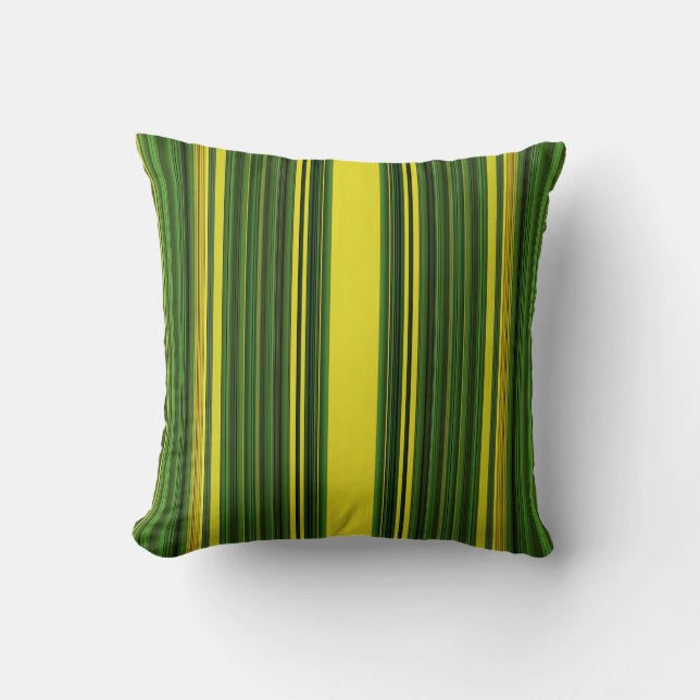 Green and Yellow Stripes (fig) Throw Pillow (Front)