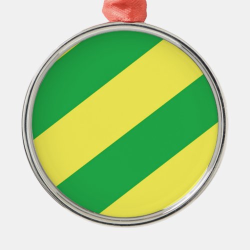 Green and Yellow Stripes Metal Ornament