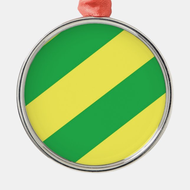 Green and Yellow Stripes Metal Ornament (Front)