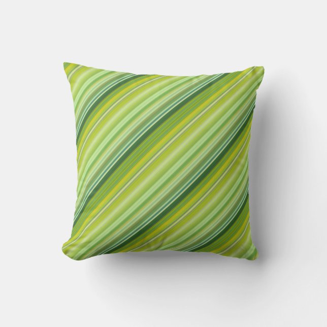 Green and Yellow Stripes Throw Pillow (Front)