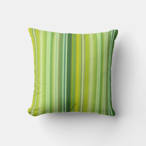 Green and Yellow Stripes Throw Pillow