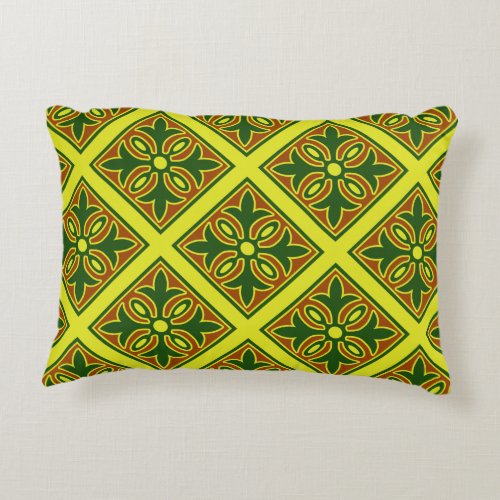 Green And Yellow  Talavera Tile Design Decorative Pillow
