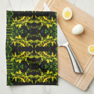 Green and Yellow Tapestry Pattern Kitchen Towels