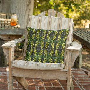 Green and Yellow Tapestry Pattern Throw Pillow