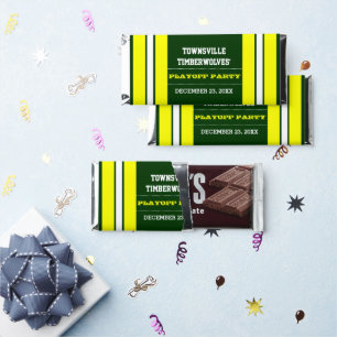 Green and Yellow Team Football Party Hershey Bar Favors