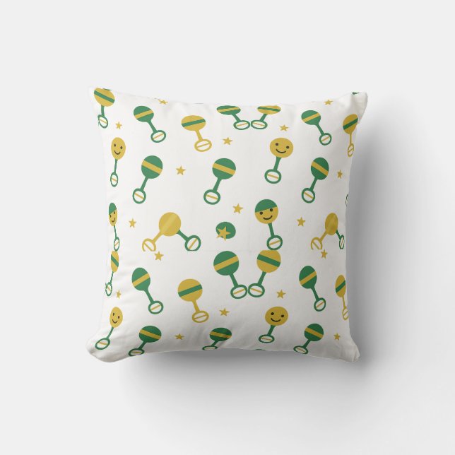 Green and yellow throw pillow (Front)