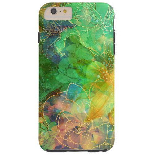 Green And Yellow Tones Abstract Floral Tough iPhone 6 Plus Case