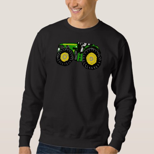 Green And Yellow Tractor  Backprint 2 Sweatshirt