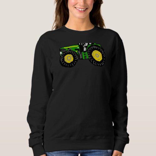 Green And Yellow Tractor  Backprint 2 Sweatshirt