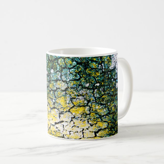 Green and Yellow Tree Bark Coffee Mug (Front Right)