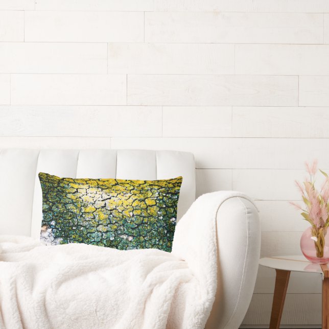 Green and Yellow Tree Bark Lumbar Pillow (Couch)