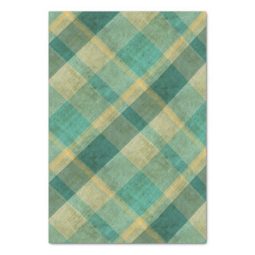 Green and Yellow Vintage Plaid Effect Tissue Paper