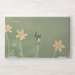 Green and Yellow Watercolor Floral Monogram HP Laptop Skin
