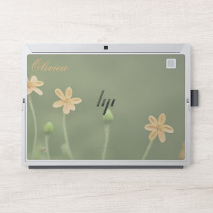 Green and Yellow Watercolor Floral Monogram HP Laptop Skin