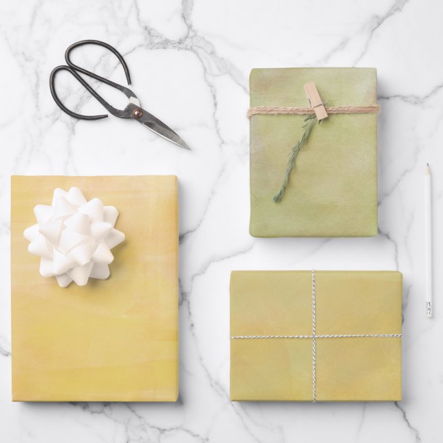 Green and Yellow Watercolor   Wrapping Paper Sheets (Front)