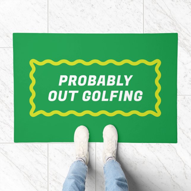 Green and Yellow Wavy Frame Out Golfing Doormat (Indoor)