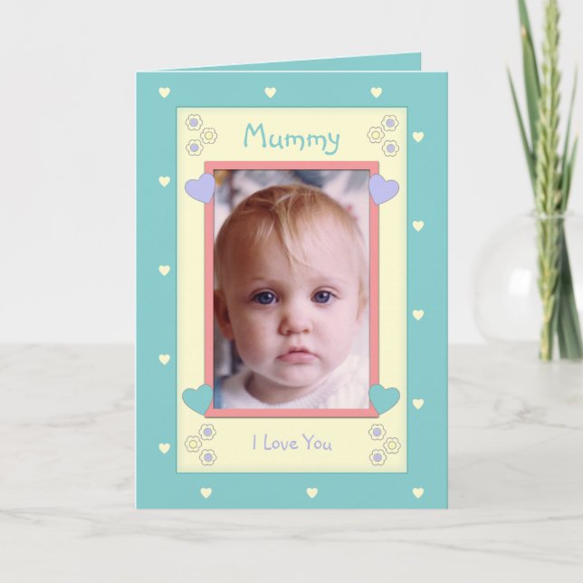 Green and yellow with photo birthday card (Front)