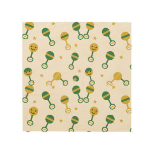 Green and yellow wood wall art