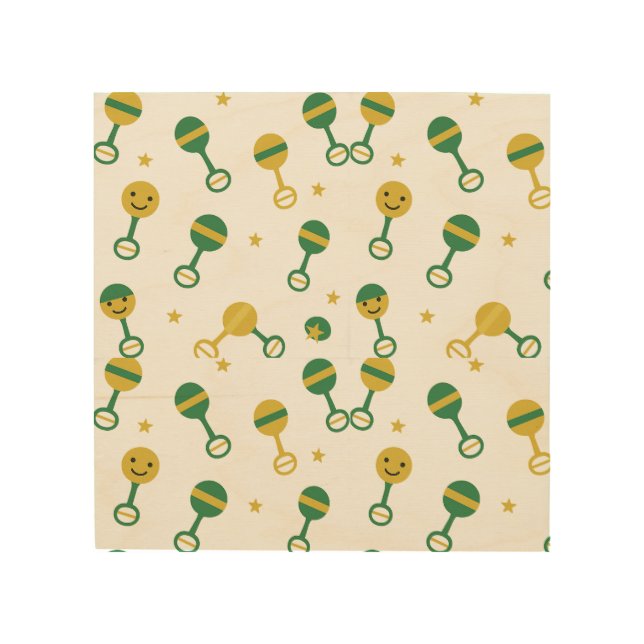 Green and yellow wood wall art (Front)