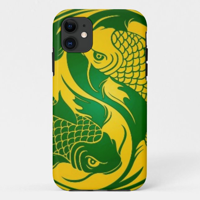 Green and Yellow Yin Yang Koi Fish Case-Mate iPhone Case (Back)