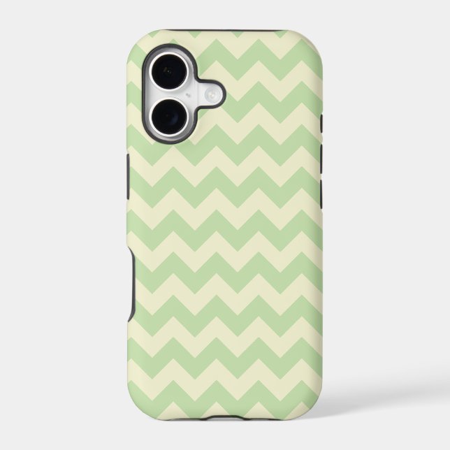 Green and Yellow Zig Zag Pattern Iphone Case (Back)