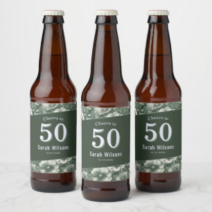 Green Anemones Theme Surprise Birthday For Mom Beer Bottle Label