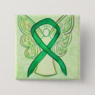 Green Angel Awareness Ribbon Custom Art Pins