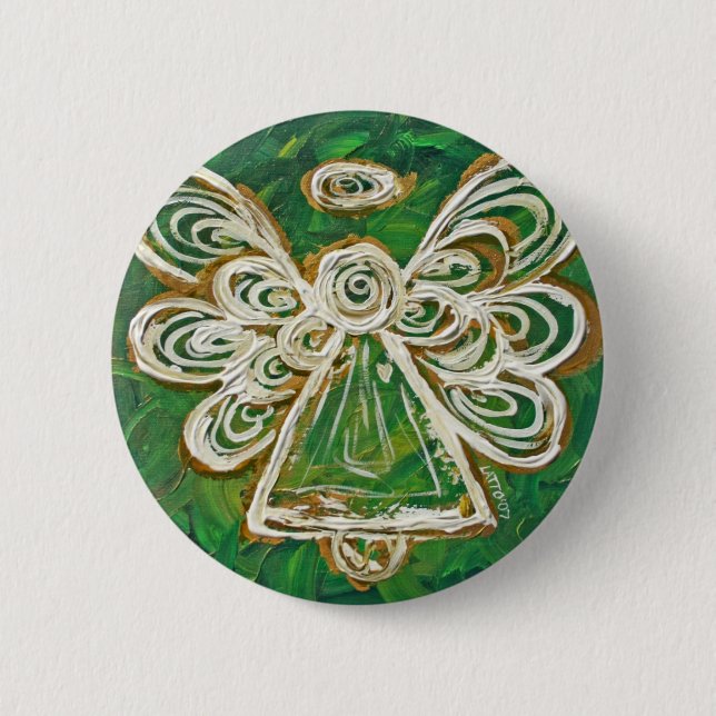 Green Angel Buttons or Pins (Front)