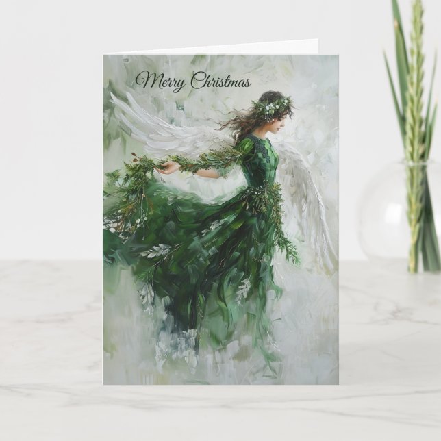Green Angel Christmas Card (Front)