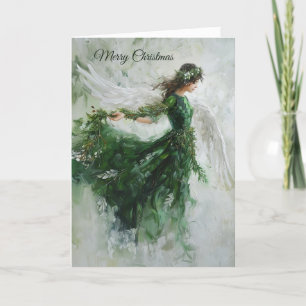Green Angel Christmas Card