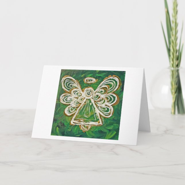 Green Angel Greeting Card (Front)